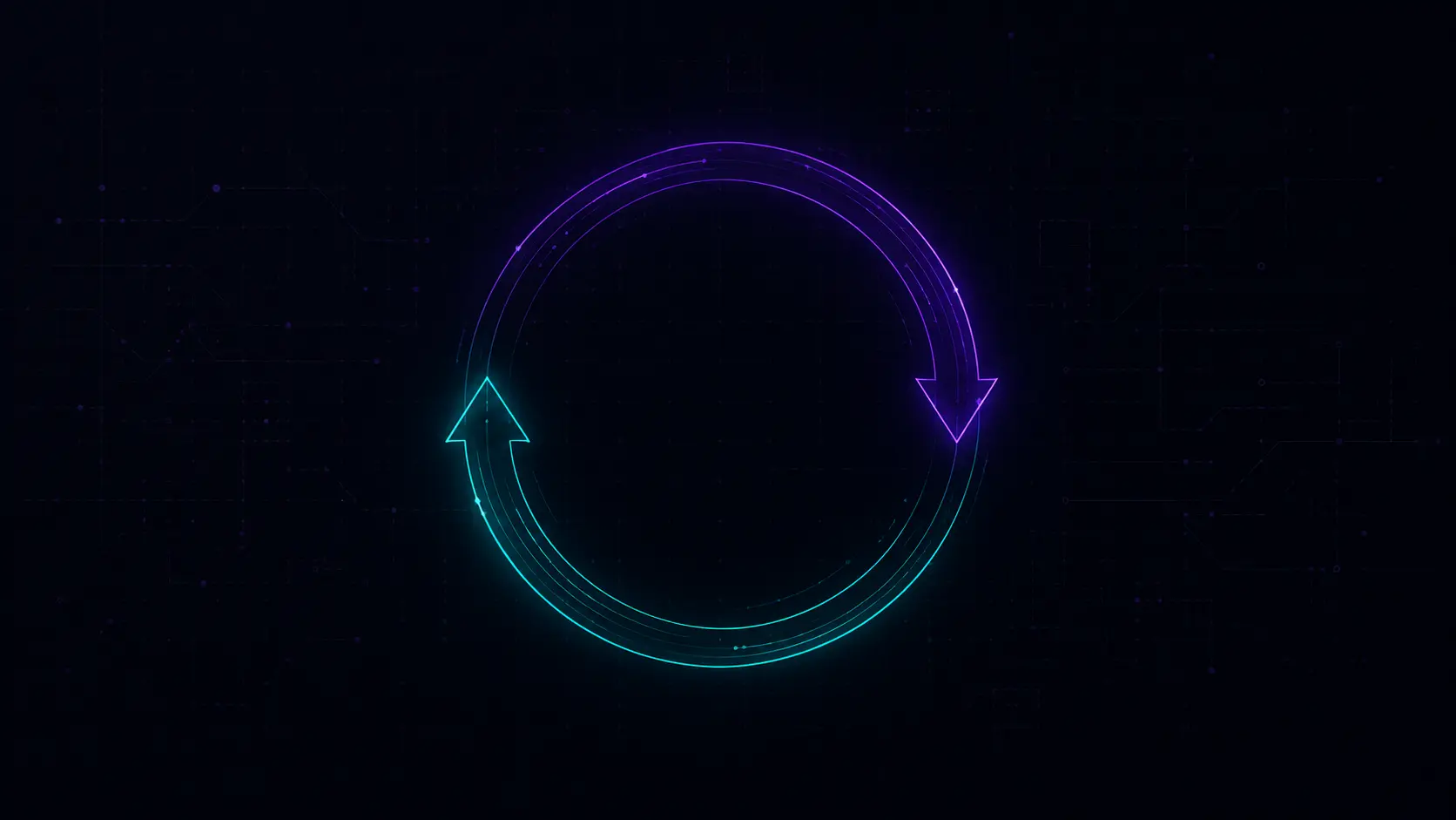 Claude blackmail: abstract purple-and-teal feedback loop on black, representing an AI lab grading its own safety fix