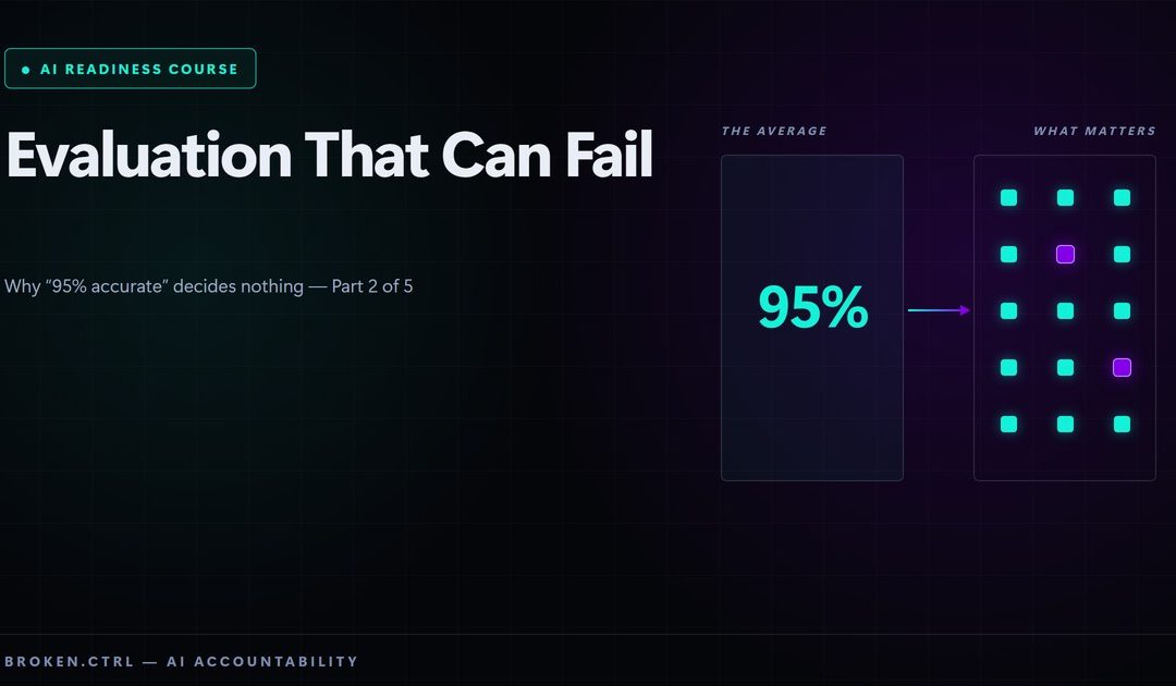 Evaluation That Can Fail: Why “95% Accurate” Decides Nothing