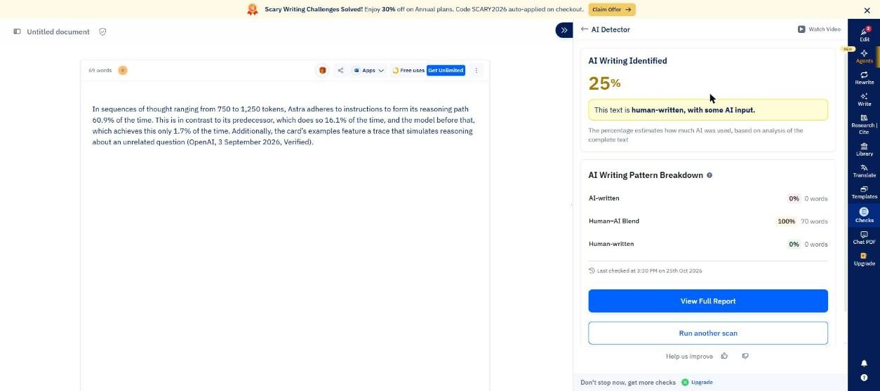 Paperpal AI detector result on its own paraphrase